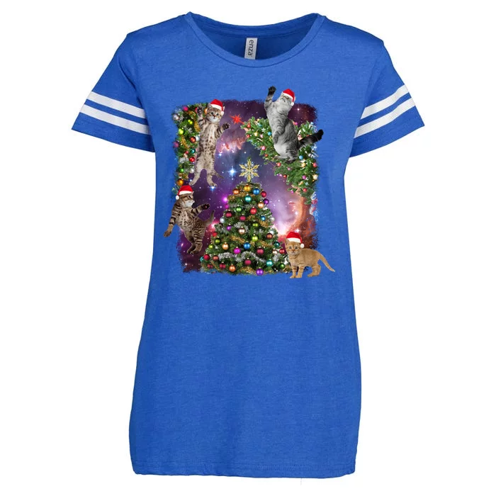 Christmas Space Cats Enza Ladies Jersey Football T-Shirt