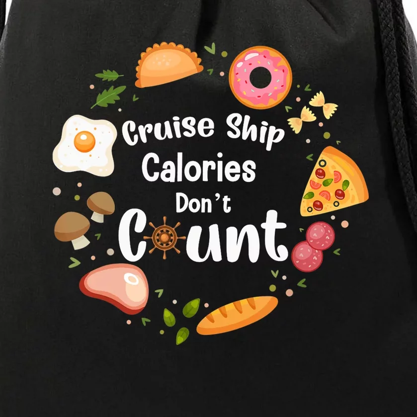 Cruise Ship Calories Don't Count Food Donut Egg Drawstring Bag