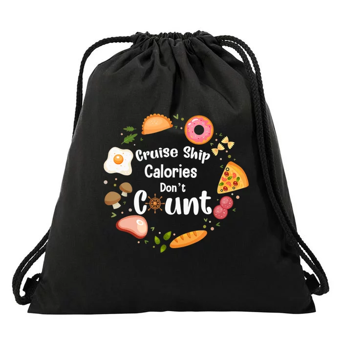 Cruise Ship Calories Don't Count Food Donut Egg Drawstring Bag