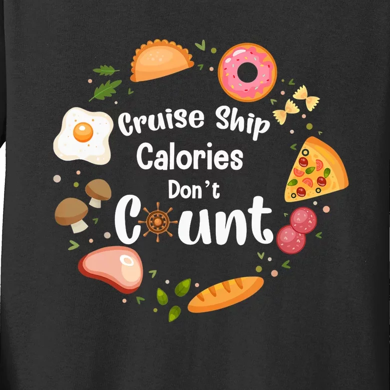 Cruise Ship Calories Don't Count Food Donut Egg Kids Long Sleeve Shirt