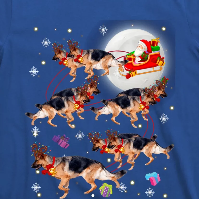 Christmas Santa Claus Riding Ger Shepherd Xmas Pajamas Gift T-Shirt