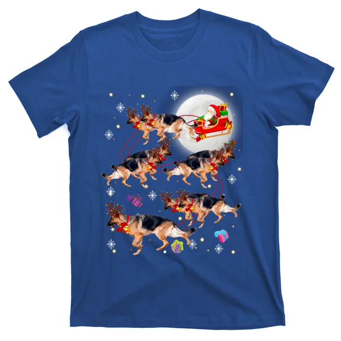 Christmas Santa Claus Riding Ger Shepherd Xmas Pajamas Gift T-Shirt