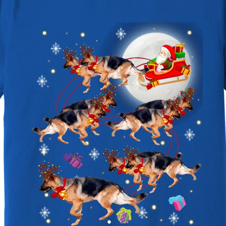 Christmas Santa Claus Riding Ger Shepherd Xmas Pajamas Gift Premium T-Shirt