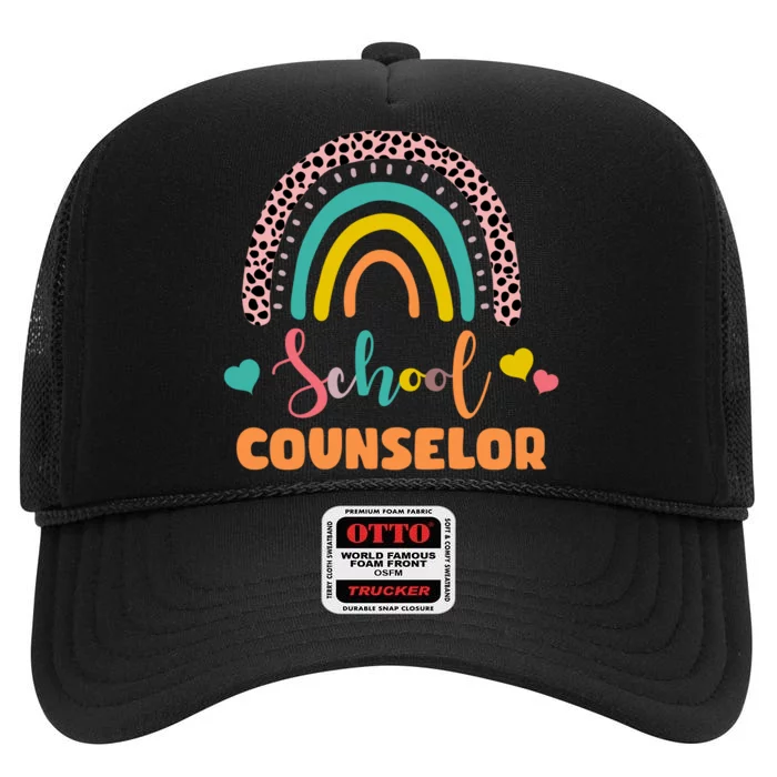 Cute School Counselor Rainbow High Crown Mesh Trucker Hat