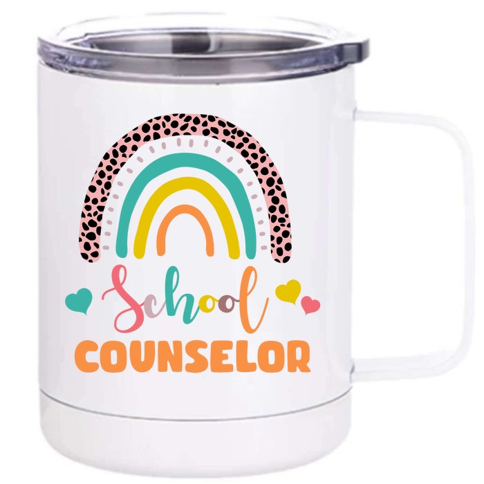 Cute School Counselor Rainbow Front & Back 12oz Stainless Steel Tumbler Cup