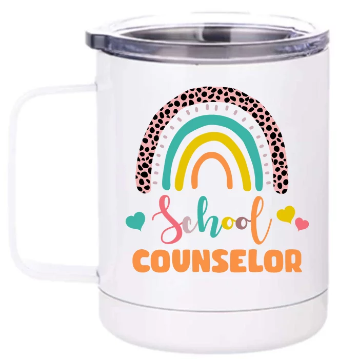 Cute School Counselor Rainbow Front & Back 12oz Stainless Steel Tumbler Cup