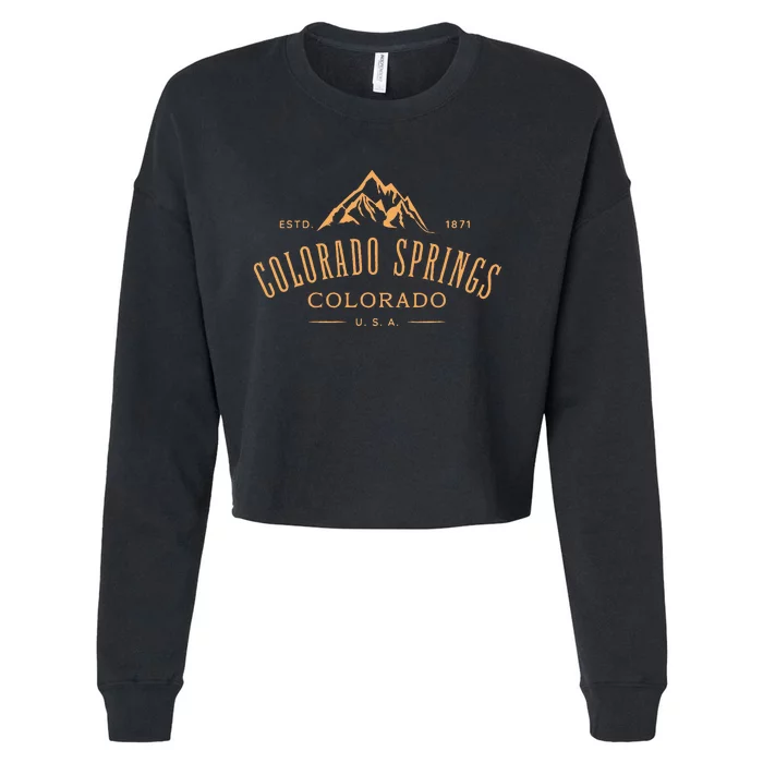 Colorado Springs Colorado Awesome Mountain Design Souvenir Cropped Pullover Crew