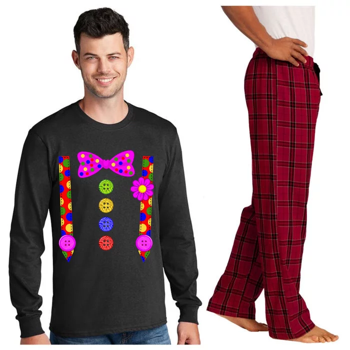 Clown Suspenders Costume Halloween Day Long Sleeve Pajama Set