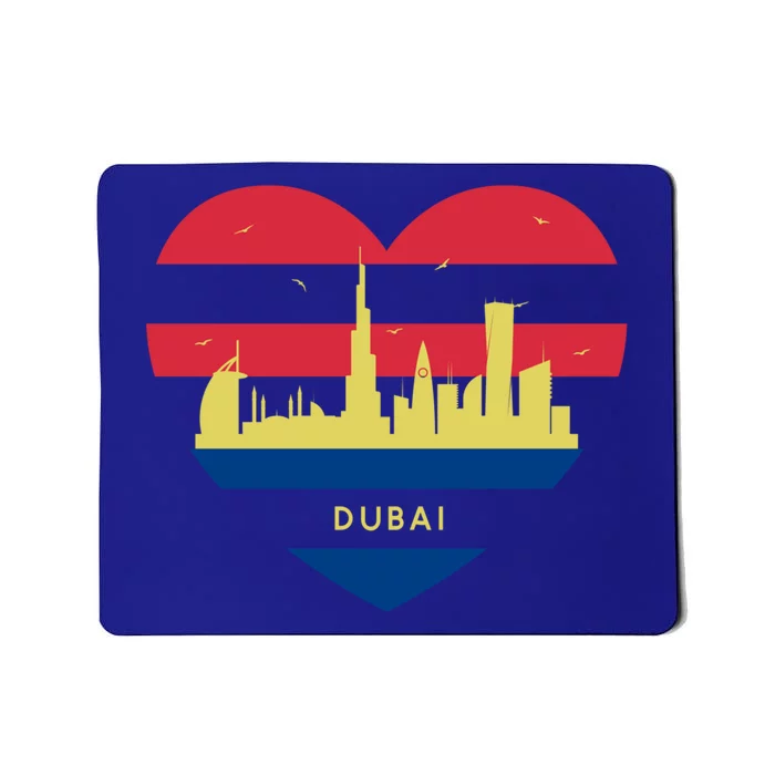 City Skyline Cityscape Heart Shape Birds Flying Dubai Gift Mousepad