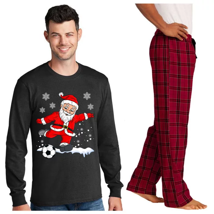 Christmas Santa Claus Soccer Ball Funny Boys Girls Xmas Gift Long Sleeve Pajama Set