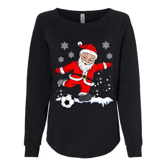 Christmas Santa Claus Soccer Ball Funny Boys Girls Xmas Gift Womens California Wash Sweatshirt