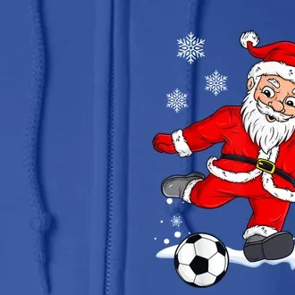 Christmas Santa Claus Soccer Ball Funny Boys Girls Xmas Gift Full Zip Hoodie