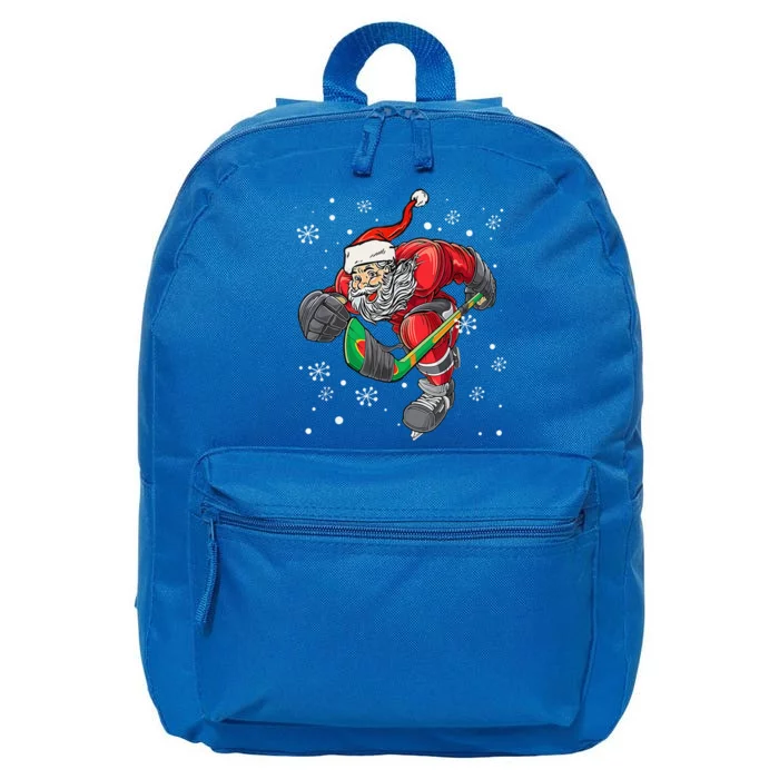 Christmas Santa Claus Ice Hockey S Funny Ns 16 in Basic Backpack