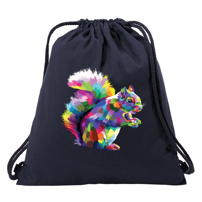 Cute Squirrel Colorful Polygonal Sciuridae Pop Art Escurel Drawstring Bag