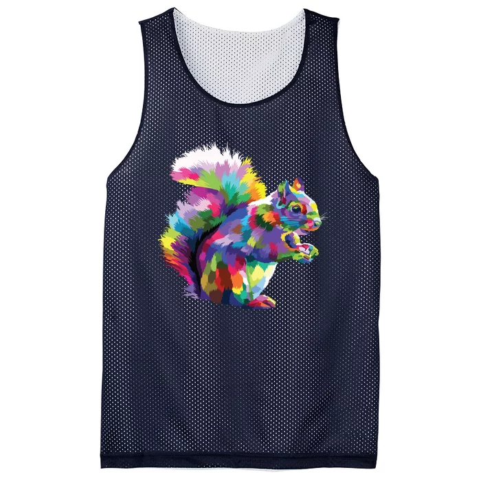 Cute Squirrel Colorful Polygonal Sciuridae Pop Art Escurel Mesh Reversible Basketball Jersey Tank