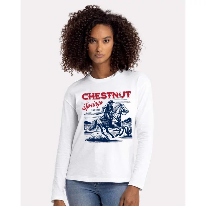 Chestnut Springs Cowboy Womens Cotton Relaxed Long Sleeve T-Shirt