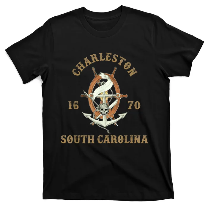 Charleston South Carolina Sc Vintage Nautical Waves T-Shirt