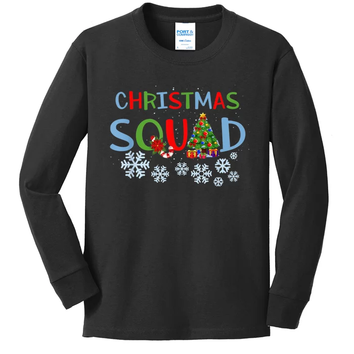 Christmas Squad Christmas Matching Funny Family Pajama Cute Kids Long Sleeve Shirt