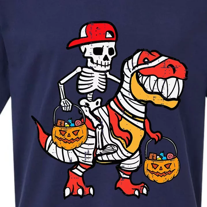 Cool Skeleton Cap Dino Mummy Halloween Sueded Cloud Jersey T-Shirt