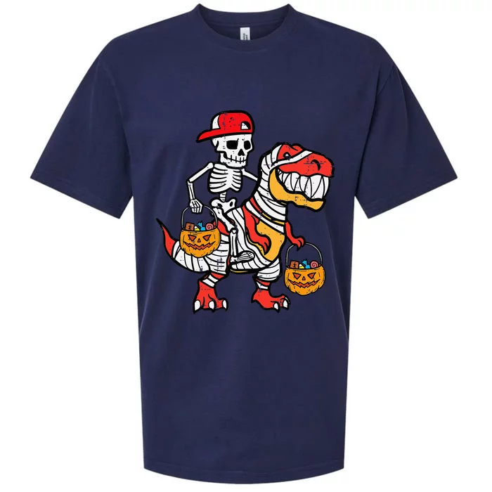 Cool Skeleton Cap Dino Mummy Halloween Sueded Cloud Jersey T-Shirt