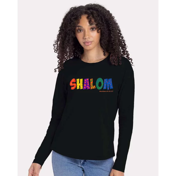 Colorful Shalom Womens Cotton Relaxed Long Sleeve T-Shirt