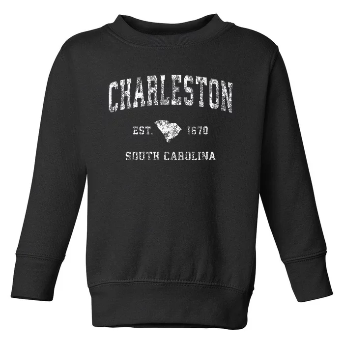 Charleston South Carolina Sc Vintage Athletic Sports Design Toddler Sweatshirt