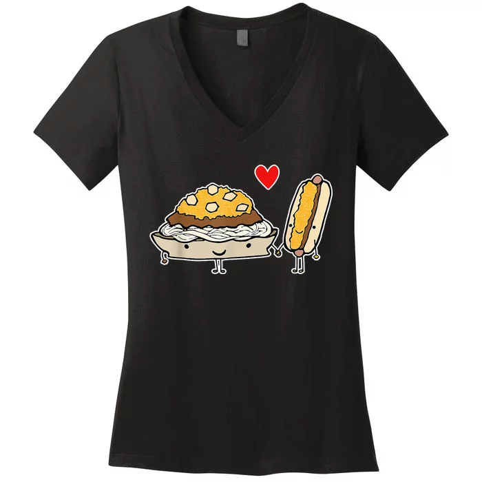 Cincinnati Style Chili 3 Way And Cheese Coney Women's V-Neck T-Shirt