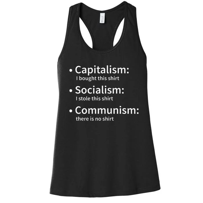 Capitalism Socialism Communism Libertarian Economics Freedom Women's Racerback Tank