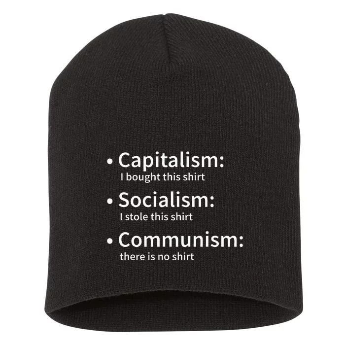 Capitalism Socialism Communism Libertarian Economics Freedom Short Acrylic Beanie