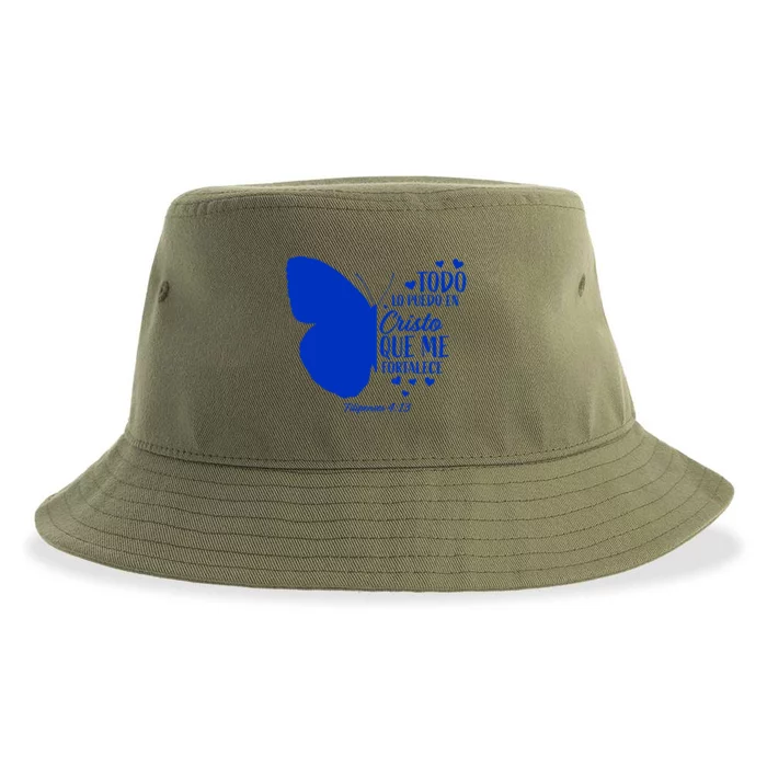 Cute Spanish Christian Bible Verse Religious Butterfly Gift Sustainable Bucket Hat