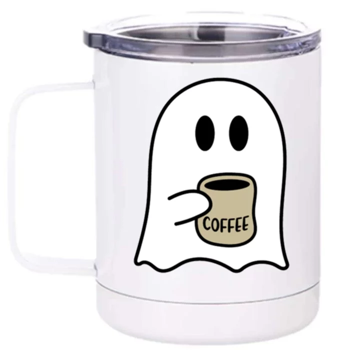 Cute Spooky Coffee Halloween Ghost Ghost Ing Coffee Cute Gift Front & Back 12oz Stainless Steel Tumbler Cup