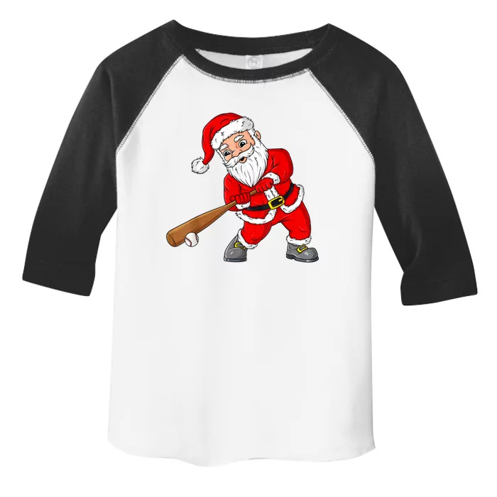 Christmas Santa Claus With Baseball Bat Teens Xmas Gift Toddler Fine Jersey T-Shirt