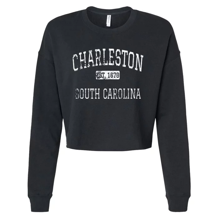 Charleston South Carolina SC Vintage Cropped Pullover Crew