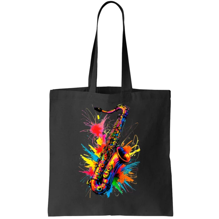 Colorful Saxophone Tote Bag