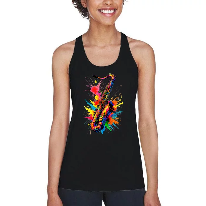 Colorful Saxophone Women's Racerback Tank