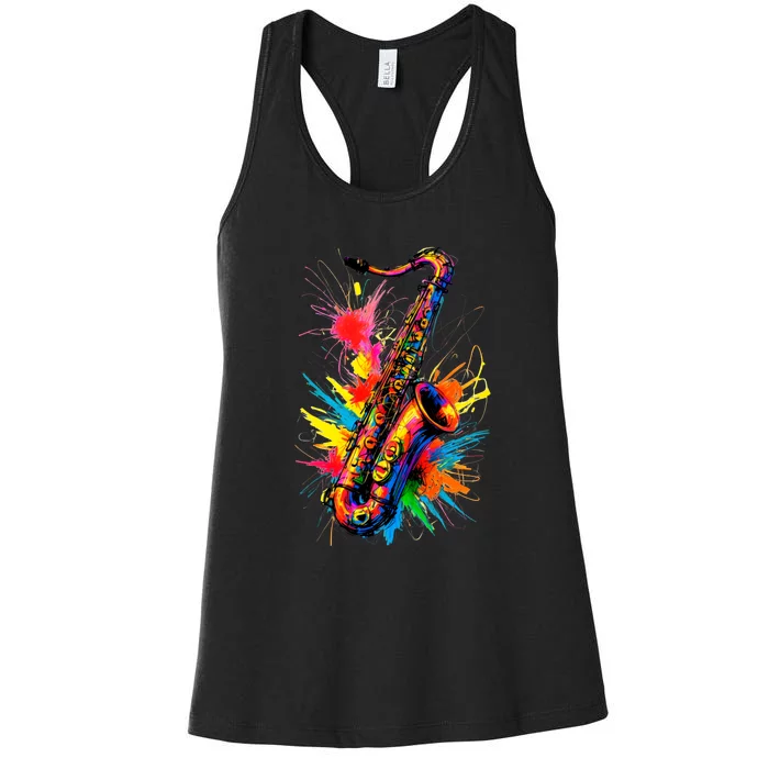 Colorful Saxophone Women's Racerback Tank