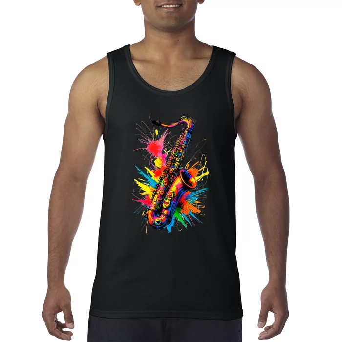 Colorful Saxophone Tank Top