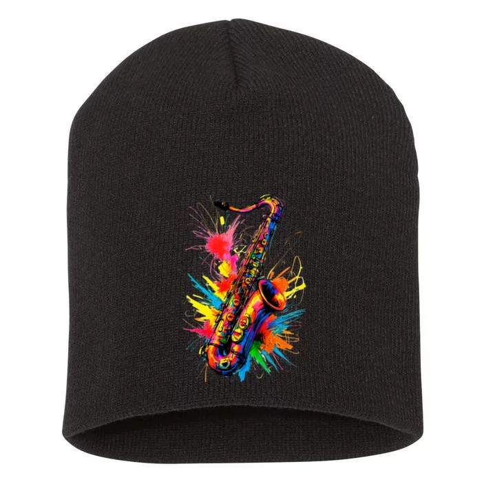 Colorful Saxophone Short Acrylic Beanie