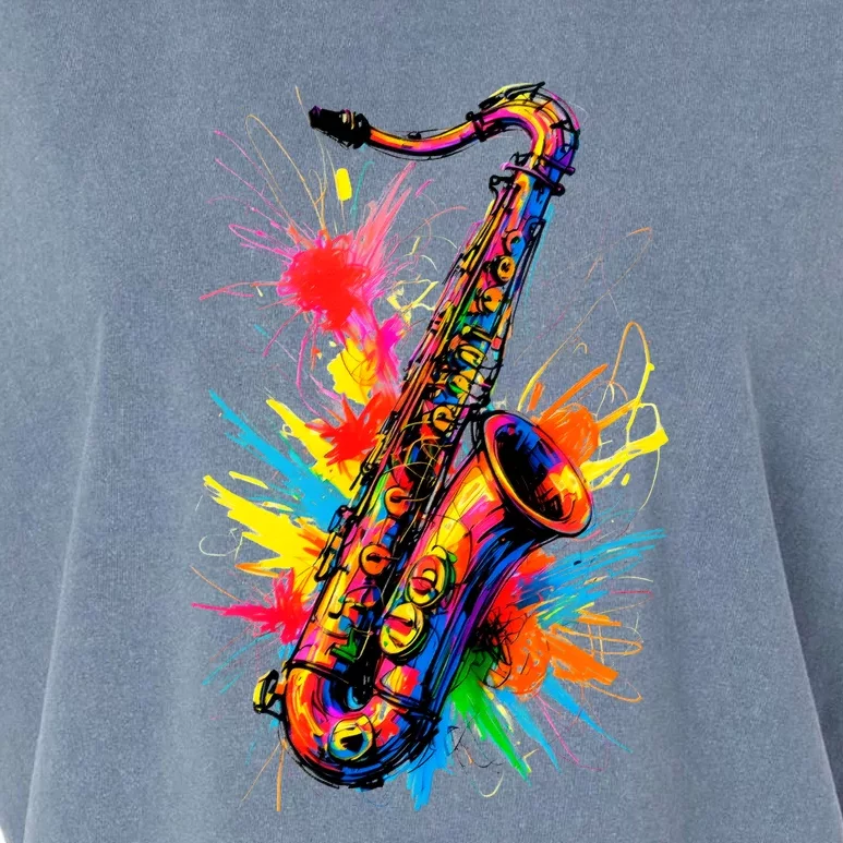 Colorful Saxophone Garment-Dyed Women's Muscle Tee