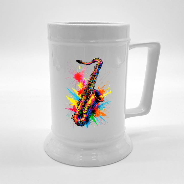 Colorful Saxophone Front & Back Beer Stein