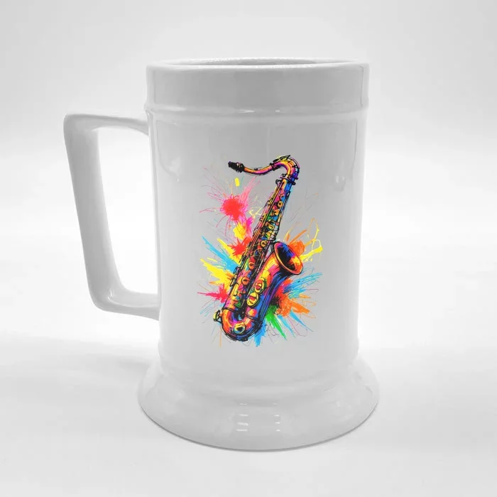 Colorful Saxophone Front & Back Beer Stein