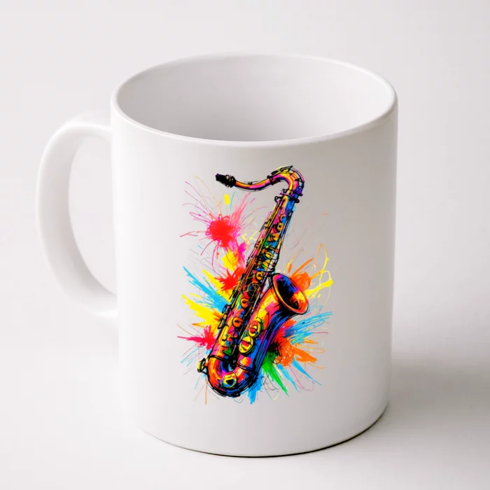 Colorful Saxophone Front & Back Coffee Mug