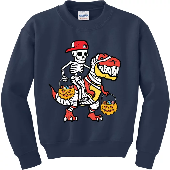 Cool Skeleton Cap Dino Mummy Toddle Boy Halloween Boy Kids Kids Sweatshirt