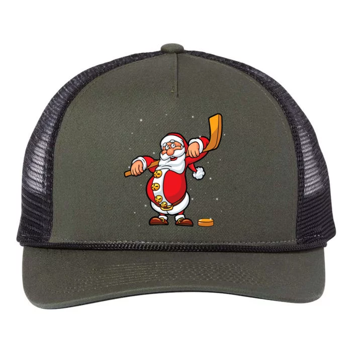 Christmas Santa Claus Ice Hockey Gifts Boys Teens Retro Rope Trucker Hat Cap