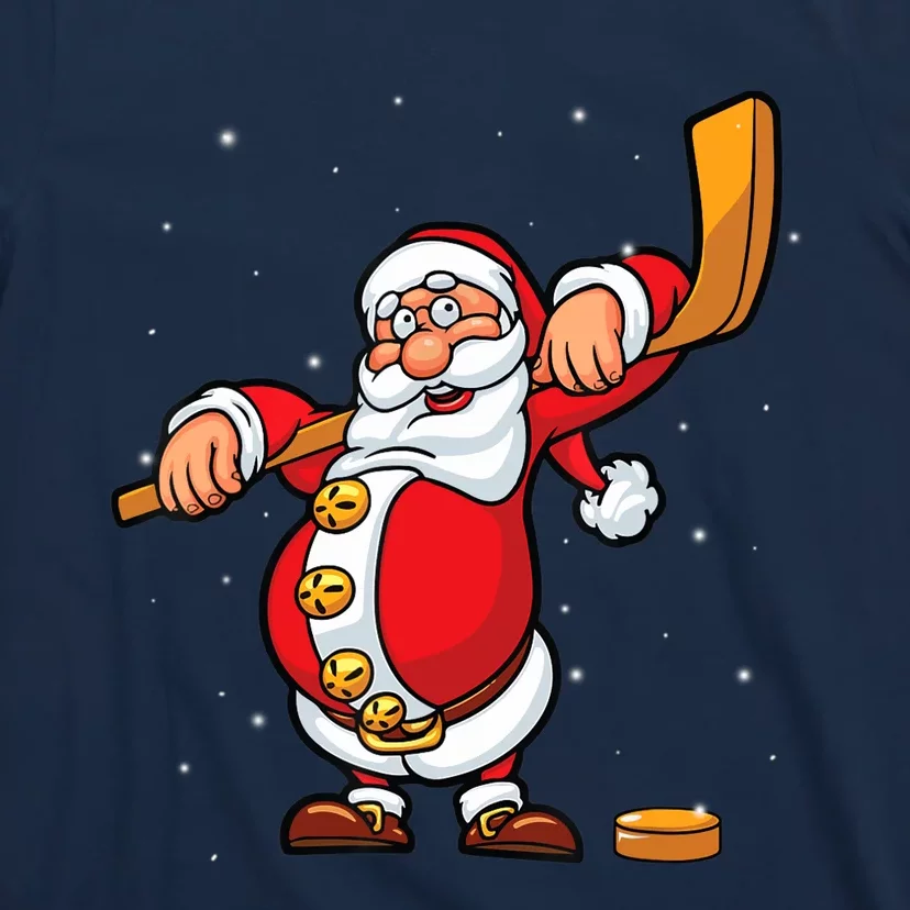 Christmas Santa Claus Ice Hockey Gifts Boys Teens T-Shirt