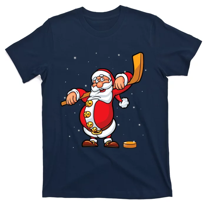 Christmas Santa Claus Ice Hockey Gifts Boys Teens T-Shirt