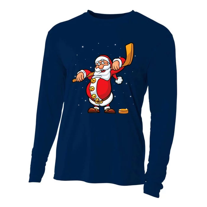 Christmas Santa Claus Ice Hockey Gifts Boys Teens Cooling Performance Long Sleeve Crew