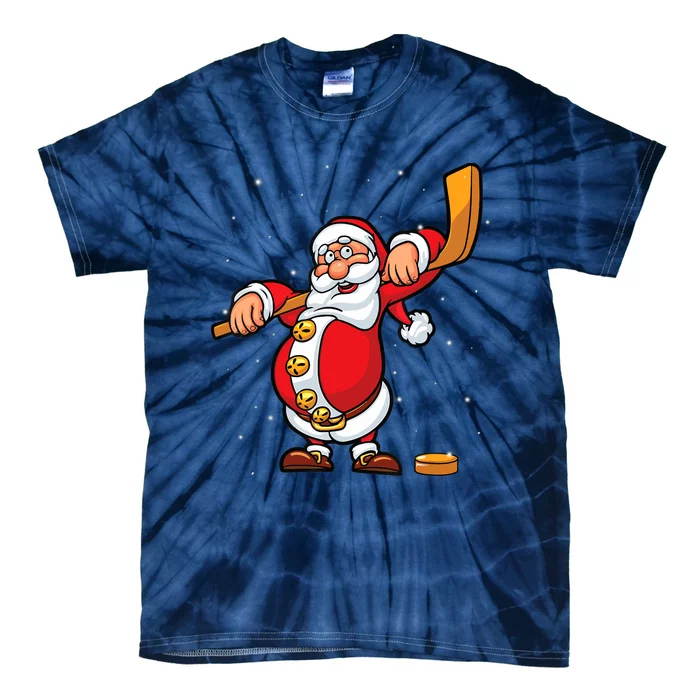 Christmas Santa Claus Ice Hockey Gifts Boys Teens Tie-Dye T-Shirt