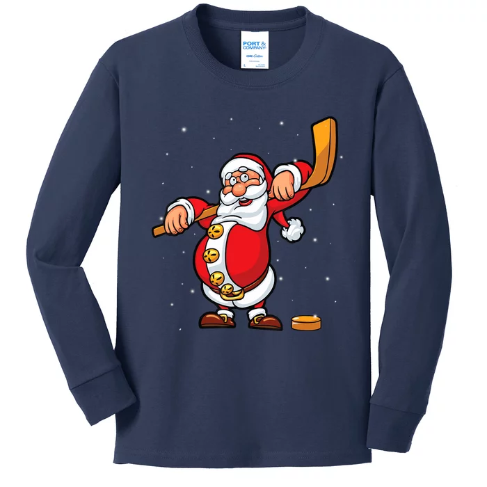 Christmas Santa Claus Ice Hockey Gifts Boys Teens Kids Long Sleeve Shirt