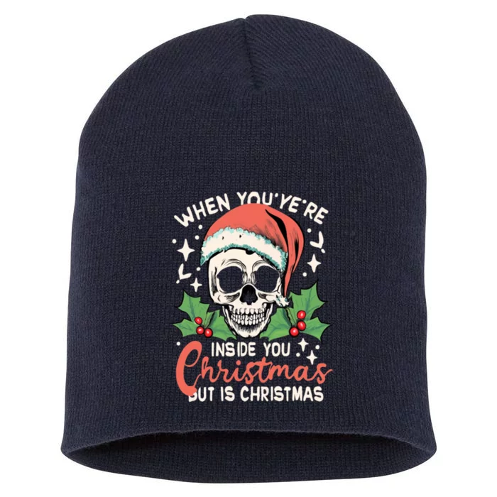 Christmas Skull Short Acrylic Beanie